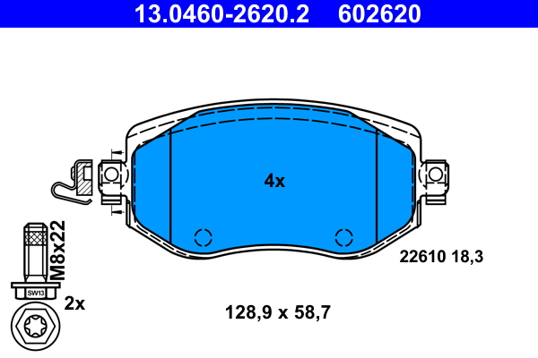 13.0460-2620.2, Комплект тормозных колодок RENAULT MEGANE IV 15->> (Front)