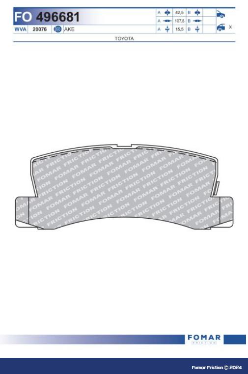 FO 496681, Колодки тормозные дисковые TOYOTA (Rear)