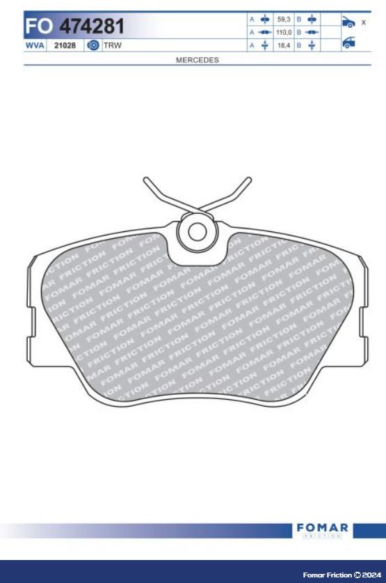 FO 474281, Колодки тормозные дисковые  MERCEDES-BENZ W124  (Front)