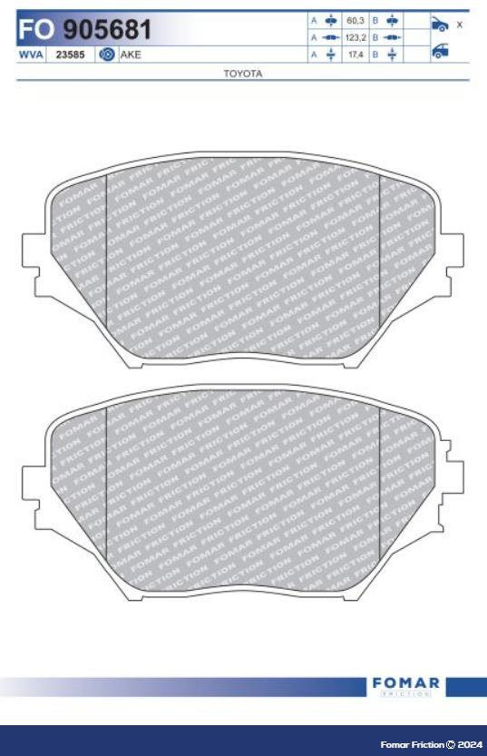 FO 905681, Колодки тормозные дисковые TOYOTA RAV 4 II (Front)