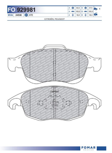 FO 929981, Колодки тормозные, дисковый тормоз (Rear)