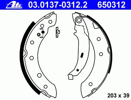 03.0137-0312.2, Комплект тормозных колодок (Rear) D=203mm